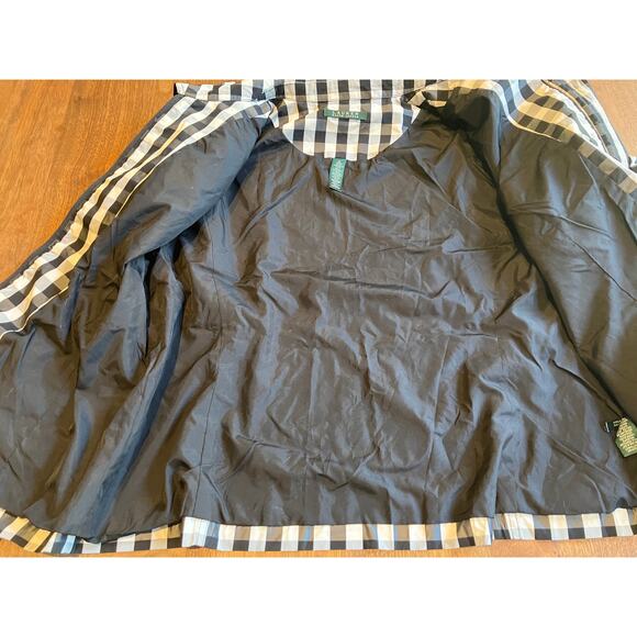 Lauren Ralph Lauren Gingham Check Jacket XL Zip Front Black White Women’s - Picture 3 of 9